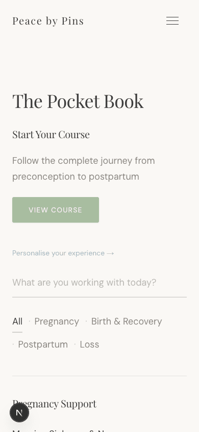 Peace by Pins symptom index — mobile