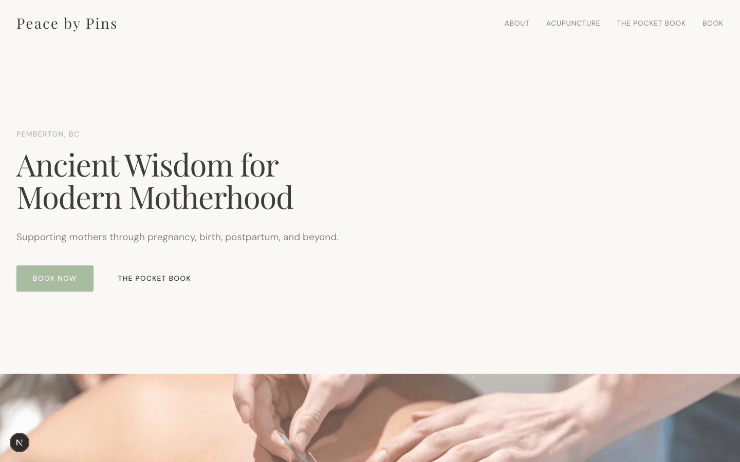 Peace by Pins homepage — desktop